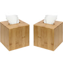Set of 2 Bamboo Square Tissue Box Holder Cover