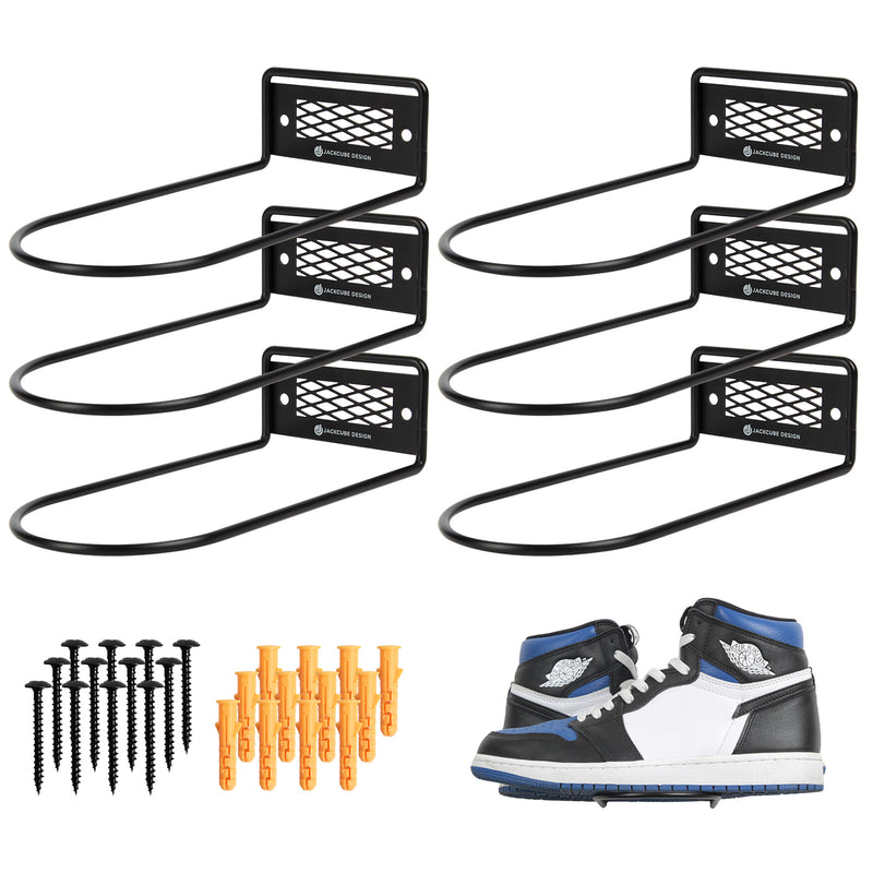 Black Metal Floating Shoe Display Shelves (Set of 6)