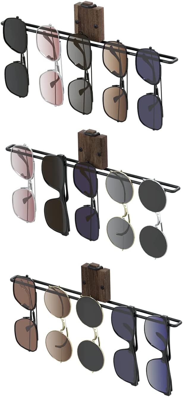 Wall Mount Wooden Sunglasses Storage Organizer (Set of 3)