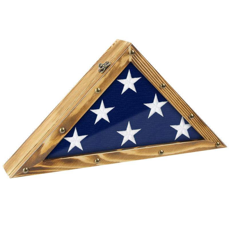 Rustic Wood Military Flag Display Case Small (3' x 5' Folded Flag)