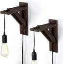 Set of 2 Wall Mount Wood Bracket Shelf