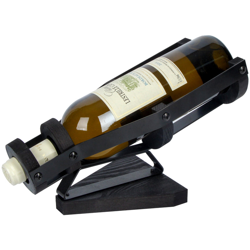 Black Metal Wine Bottle Countertop Holder