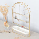 4 Tier Gold Jewelry Display Stand with Ceramic Tray