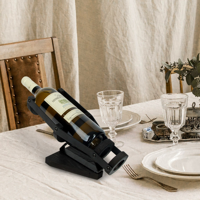 Black Metal Wine Bottle Countertop Holder