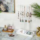 3 Tier White Metal Jewelry Display Treer Stand with Tray Storage