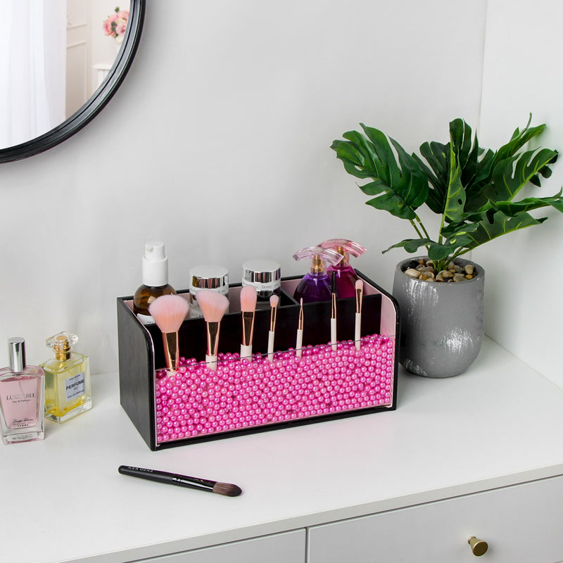 Black Makeup Organizer with Pink Pearls