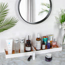 Leather Bamboo Storage Valet Tray Organizer (White)