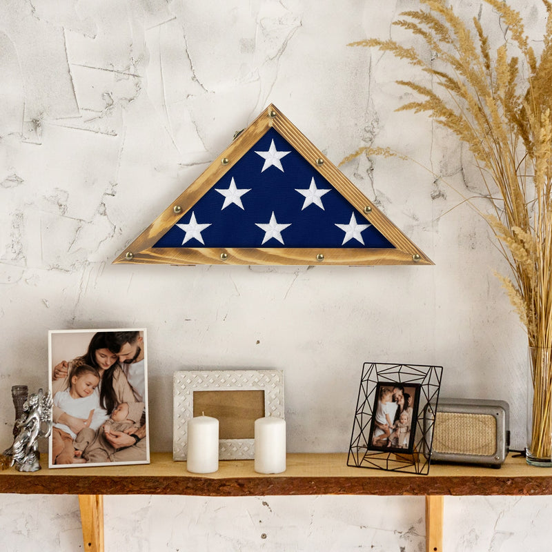 Rustic Wood Military Flag Display Case Small (3' x 5' Folded Flag)