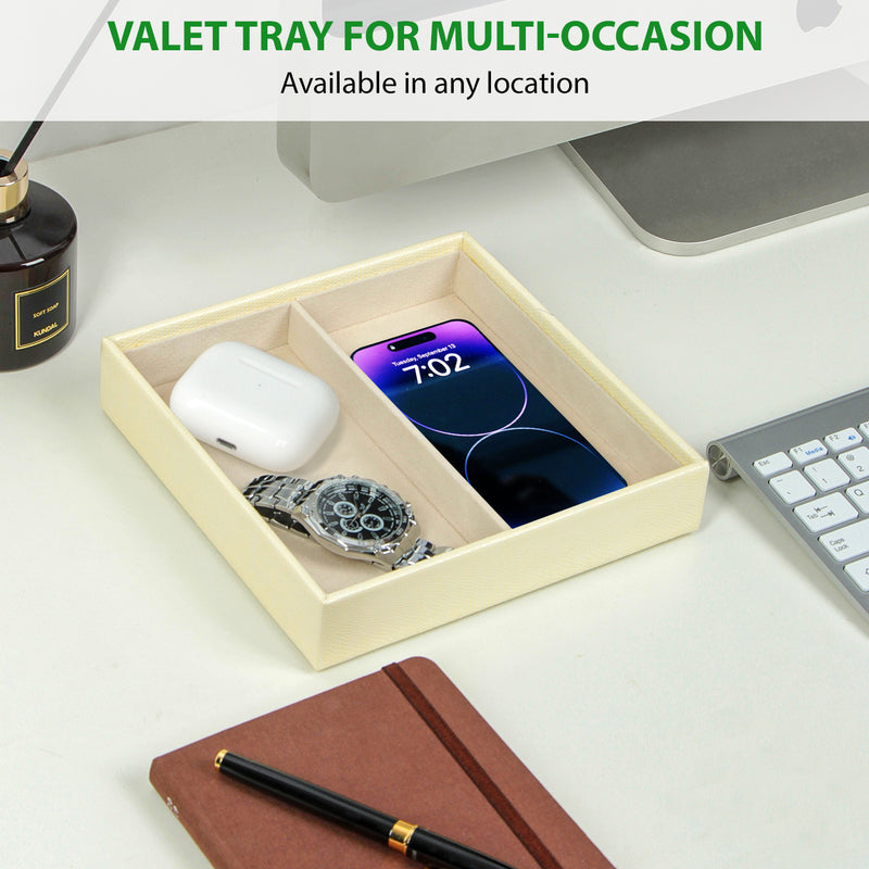 2 Compartment Valet Tray- Ivory
