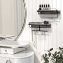 Set of 2 Rustic Wood Jewelry Organizer with Shelf