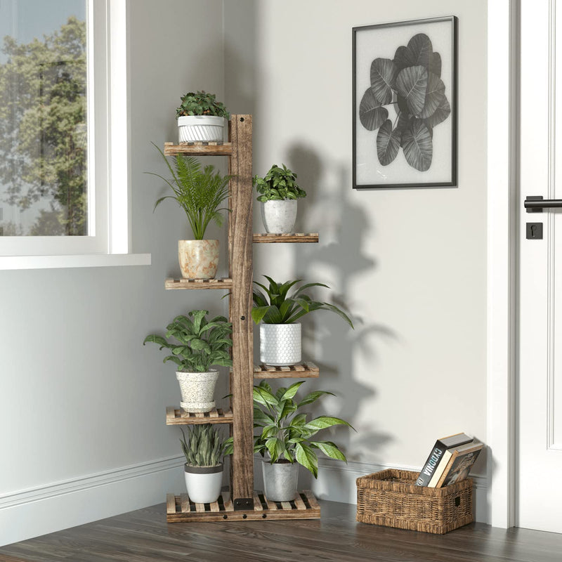 Rustic Wood 6 Tiered Plant Stand