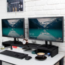 Black Rustic Wood Dual Monitor Stand