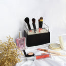 Syntethic Black Leather Makeup Brush Holder with White Pearl