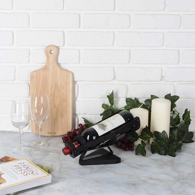 Black Metal Wine Bottle Countertop Holder