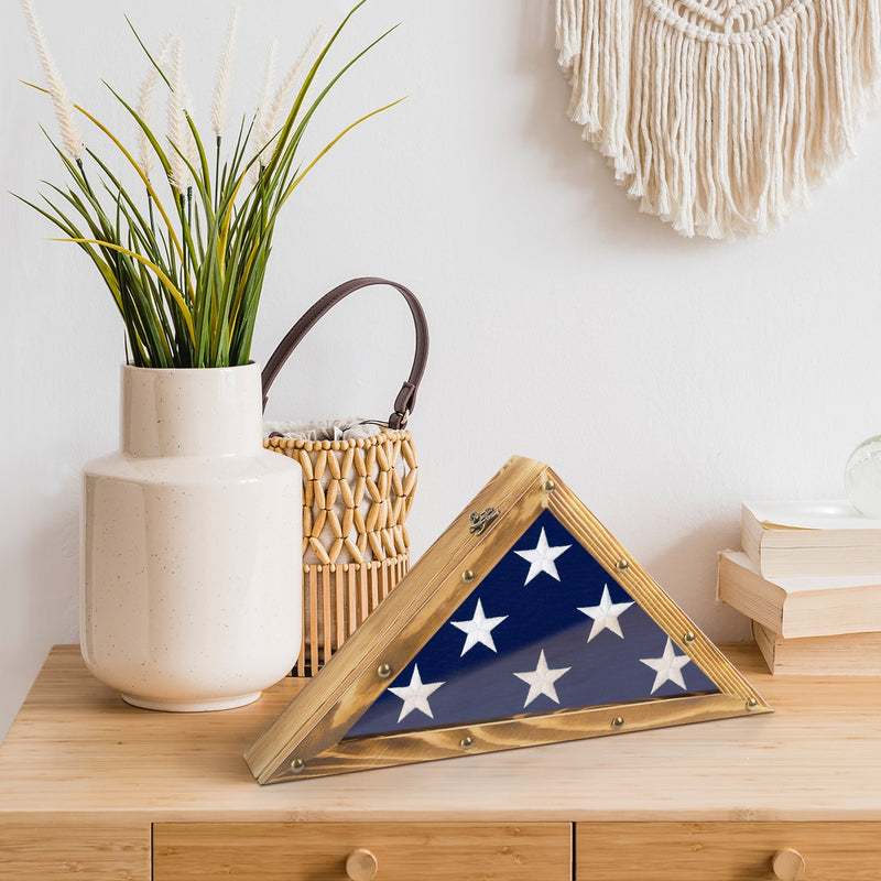 Rustic Wood Military Flag Display Case Small (3' x 5' Folded Flag)