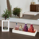 Leather Bamboo Storage Valet Tray Organizer (White)