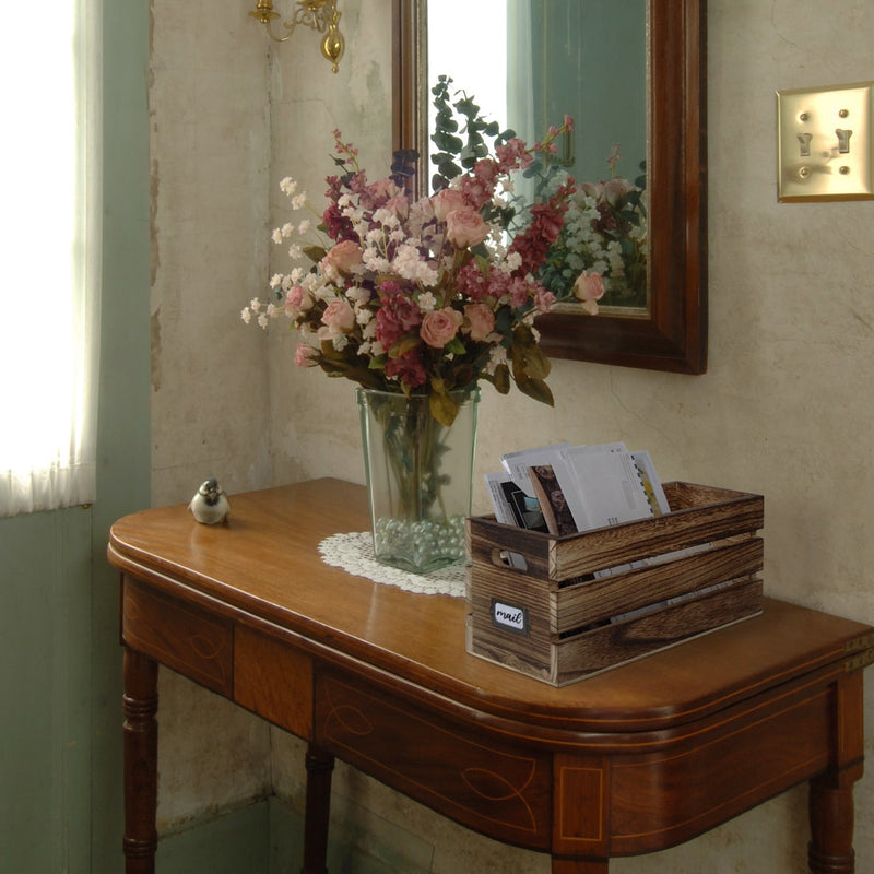 Rustic Wood Mail Organizer for Countertop