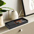 Leather Bamboo Storage Valet Tray Organizer (Black)