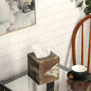 Set of 2 Rustic Wood Square Tissue Box Holder Cover