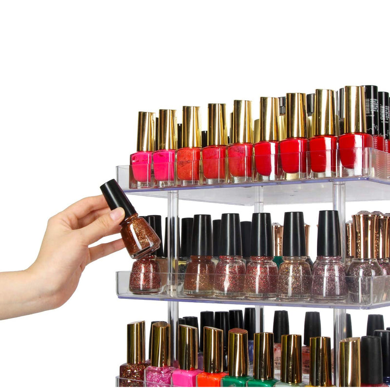 5 Tier Clear 360 Rotating Nail Polish Holder with Acrylic Guard