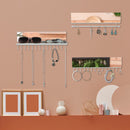 Set of 3 Acrylic Mirror Hanging Jewelry Necklace Organizer with 28 Hooks and Rod