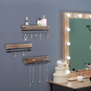 3 Piece Rustic Wood Wall Mount Jewelry Organizer Set