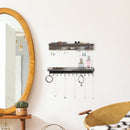 Set of 2 Wall Mount Necklace Holder with 23 Hooks and Shelf