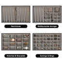 Set of 4 Different Stackable Synthetic Leather Jewelry Black Tray (Gray Leather)