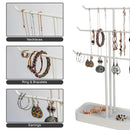 3 Tier White Metal Jewelry Display Treer Stand with Tray Storage