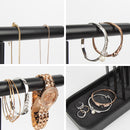 3 Tier Wood Jewelry Display Tree Stand with Leather Tray (Black)