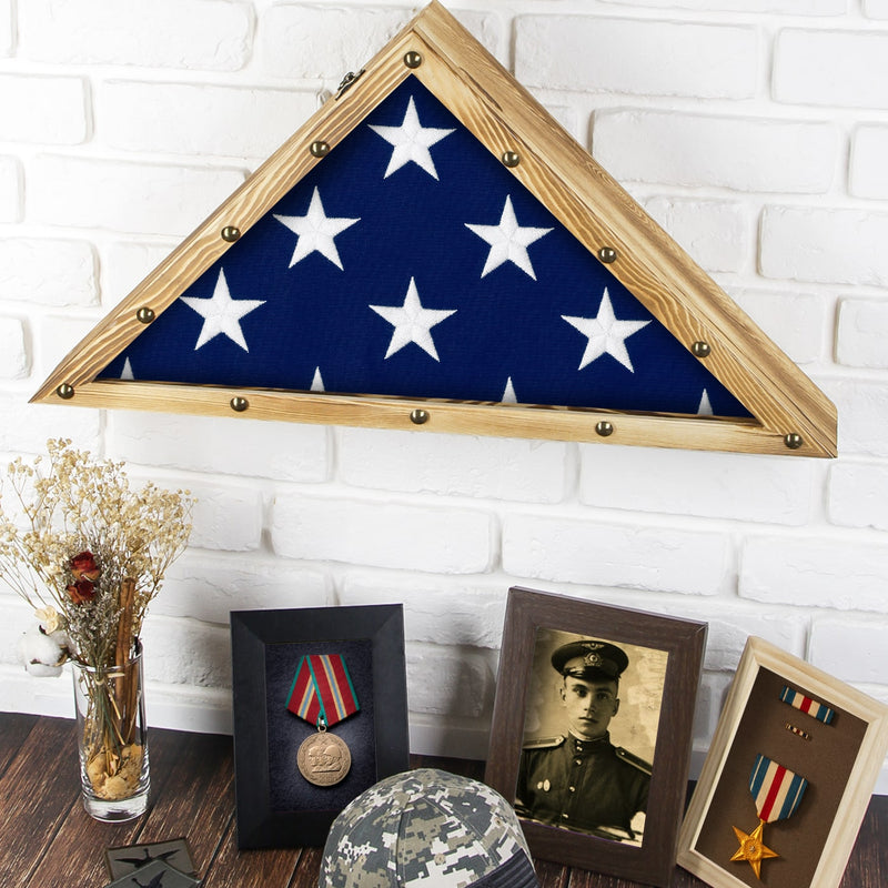 Rustic Wood Military Flag Display Case (5' x 9.5' Folded Flag) – J ...