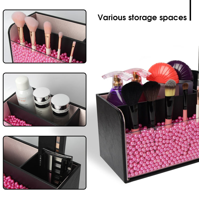 Black Makeup Organizer with Pink Pearls