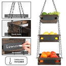 3-Tier Rustic Wood Hanging Fruit Basket