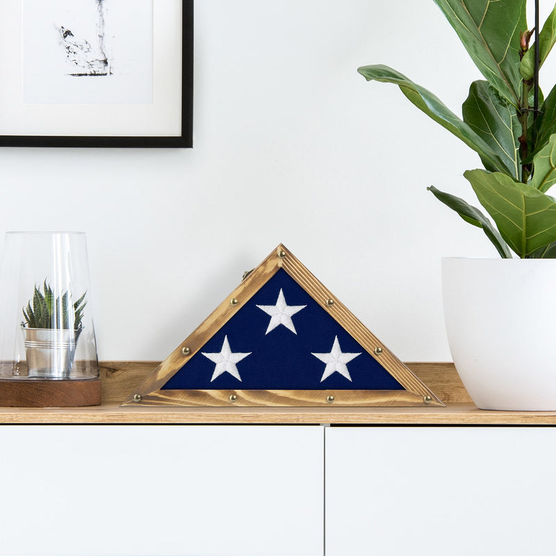 Rustic Wood Military Flag Display Case Small (3' x 5' Folded Flag)