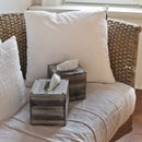 Set of 2 Rustic Wood Square Tissue Box Holder Cover