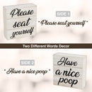 Double Sided Funny Bathroom Sign Box (White Wood)