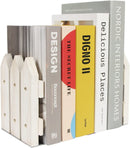 Decorative White Rustic Wood Bookends- Set of 2