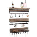 3 Piece Rustic Wood Wall Mount Jewelry Organizer Set