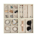 Set of 4 Stackable Leather Jewelry Tray Organizer (Ivory)