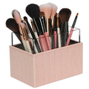 Syntethic Pink Leather Makeup Brush Holder with Pink Pearl