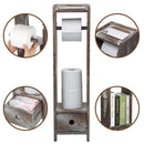 Rustic Wood Toilet Paper Holder Stand with Drawer