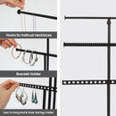 Black Metal Jewelry Tree Stand Organizer with Wood Tray