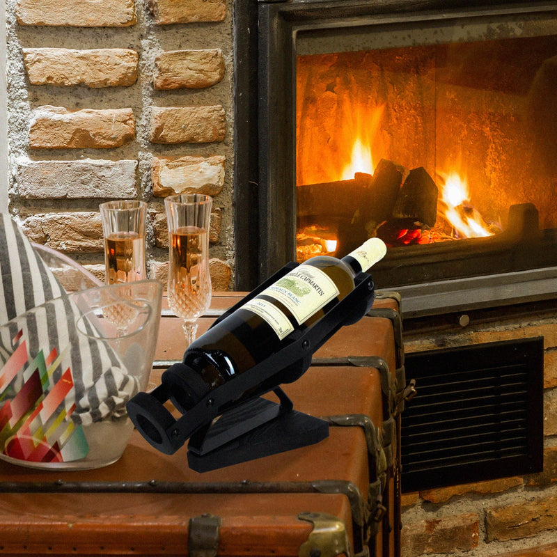 Black Metal Wine Bottle Countertop Holder