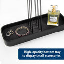 3 Tier Wood Jewelry Display Tree Stand with Leather Tray (Black)