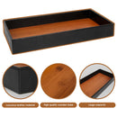 Leather Bamboo Storage Valet Tray Organizer (Black)