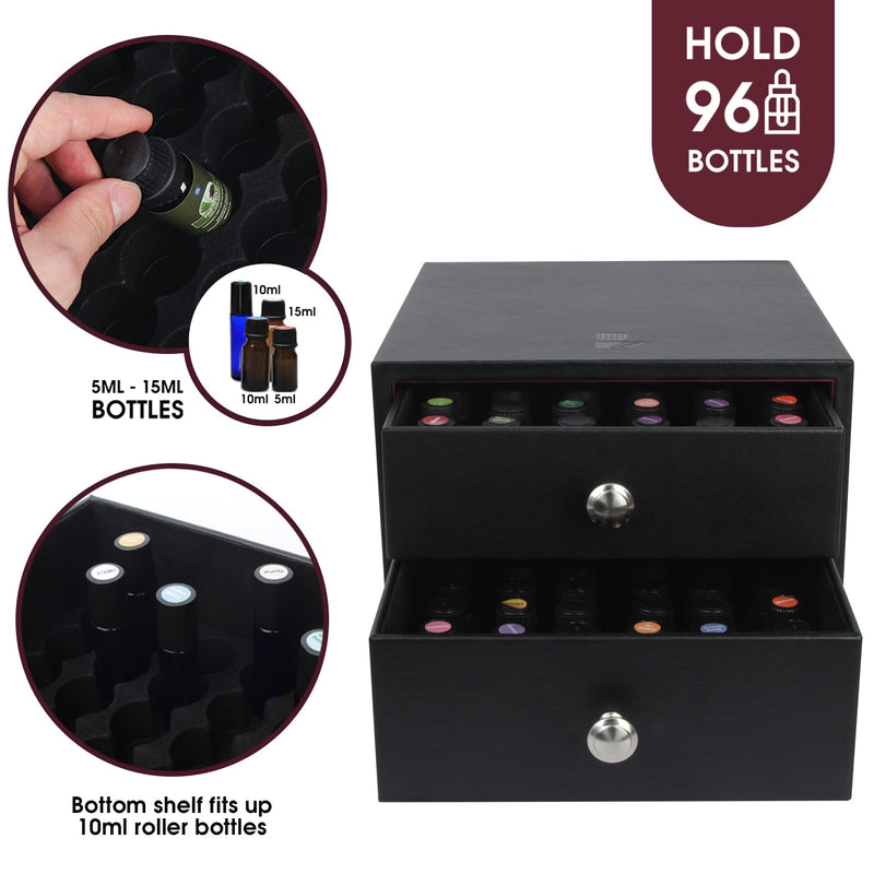 2 Drawer Essential Oil Organizer Storage Box Case (96 Bottles)