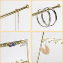 3-Tier Gold Jewelry Tree Stand with Wooden Tray