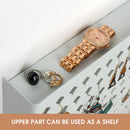 White Wall Mounted Jewelry Organizer Display with 109 Holes & 19 Hooks