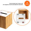 Bamboo with White Acrylic Cover Square Tissue Box Holder