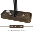 Black Metal Jewelry Tree Stand Organizer with Wood Tray